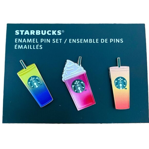 NWT Starbucks Enamel Pin Set Europe Exclusive Cold Cups 3 Pieces Limited Edition - Picture 4 of 11